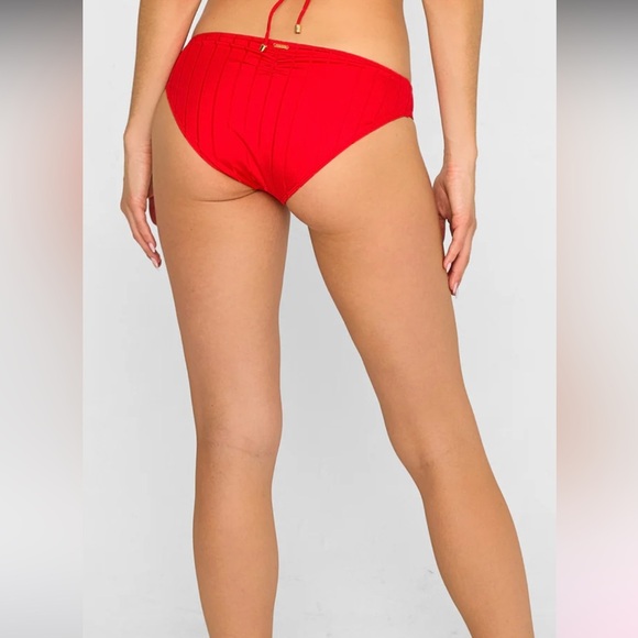 Beach Bunny Gloria Full Bottom Red Shiny Wide Rib NWT - Picture 2 of 5